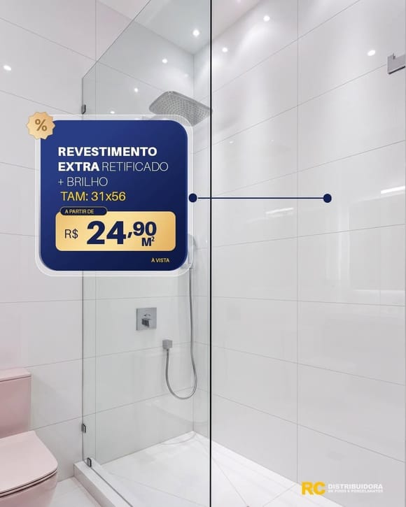 Oferta 29: Revestimento Extra Retificado + Brilho 31x56, a partir de R$ 24,90 por M², à vista